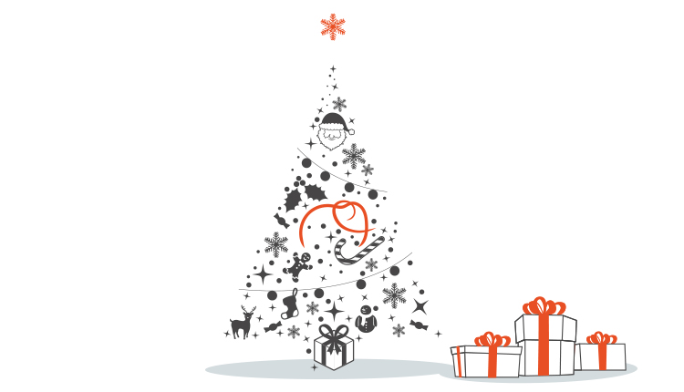 Weihnachtsbaum mit Geschenken, Weihnachten, Weihnachtsgrüße